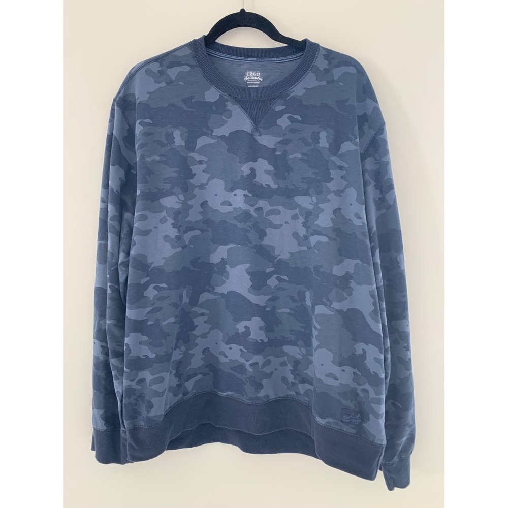 Izod Saltwater Camo Sweatshirt‎ - Men's XXL Blue  Camo Long Sleeve Shirt